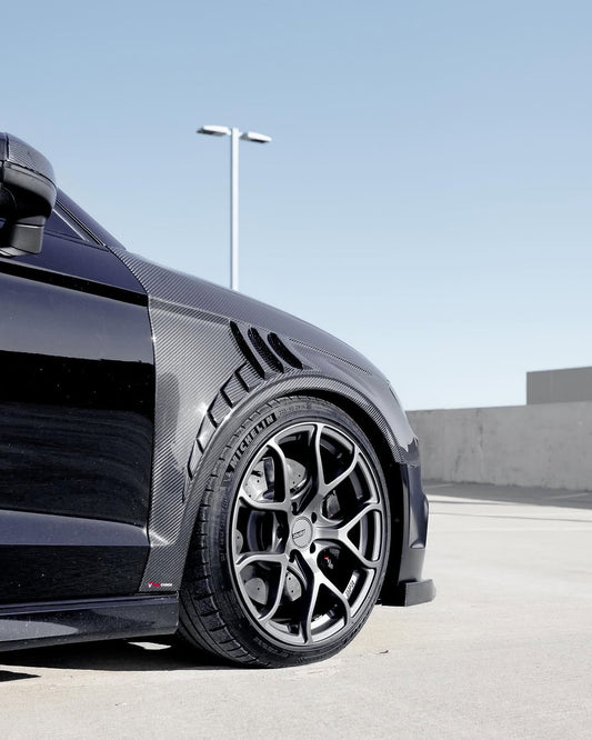 Audi RS3 8V.5 2018 2019 2020 with Aftermarket Parts - Front Fenders Pre-preg Carbon Fiber from TAKD Carbon
