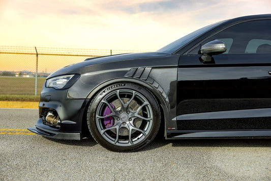 Audi RS3 8V.5 2018 2019 2020 with Aftermarket Parts - Front Fenders Pre-preg Carbon Fiber from TAKD Carbon