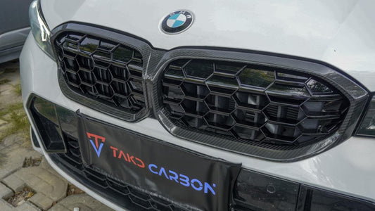 BMW 3 Series 330i M340i LCI G20 G21 2023-ON with Aftermarket Parts - Grill Pre-preg Carbon Fiber from TAKD Carbon