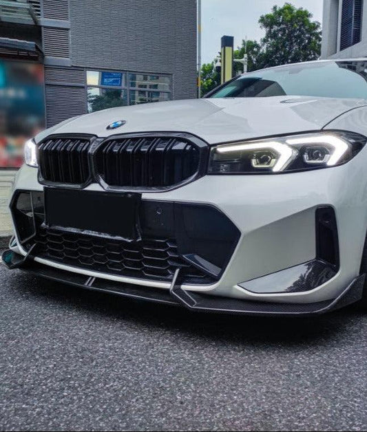 BMW 3 Series 330i (with M-package bumper,Does not fit base model) M340i G20 G21 LCI 2023-ON with Aftermarket Parts - V2 Style Front Lip Pre-preg Carbon Fiber from TAKD Carbon