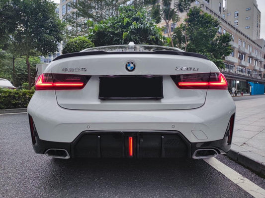 BMW 3 Series 330i (with M-package bumper,Does not fit base model) M340i G20 G28 LCI 2023-ON with Aftermarket Parts - V2 Style Rear Diffuser & Canards Pre-preg Carbon Fiber from TAKD Carbon