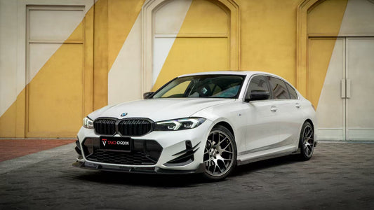 BMW 3 Series 330i (with M-package bumper,Does not fit base model) M340i G20 LCI 2023-ON with Aftermarket Parts - V1 Style Front Lip Pre-preg Carbon Fiber from TAKD Carbon