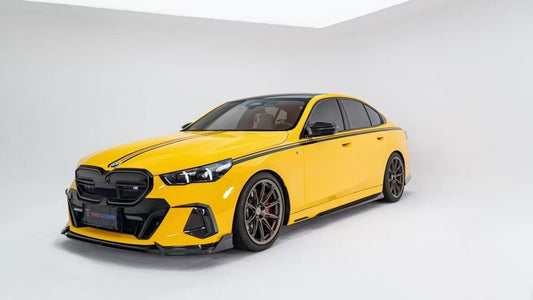 BMW 5 Series 530 540 (with M-package bumper, does not fit base model) & i5 e/x Drive40 (with M-package bumper, does not fit base model) M60 G60 G61 2024-ON with Aftermarket Parts - V1 Style Front Lip Pre-preg Carbon Fiber from TAKD Carbon