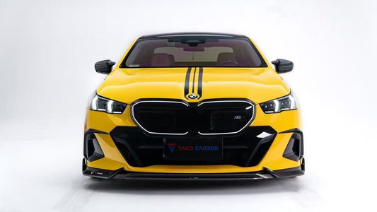BMW 5 Series 530 540 (with M-package bumper, does not fit base model) & i5 e/x Drive40 (with M-package bumper, does not fit base model) M60 G60 G61 2024-ON with Aftermarket Parts - V1 Style Front Lip Pre-preg Carbon Fiber from TAKD Carbon