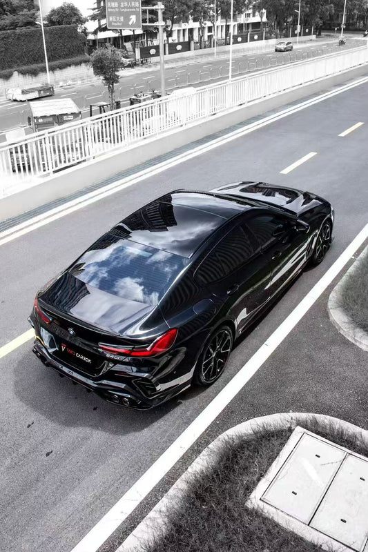 BMW 8 Series 840i (With M-Package Bumper) M850i G16 2018 2019 2020 2021 2022 2023 2024 with Aftermarket Parts - V3 Style Rear Diffuser Pre-preg Carbon Fiber from TAKD Carbon