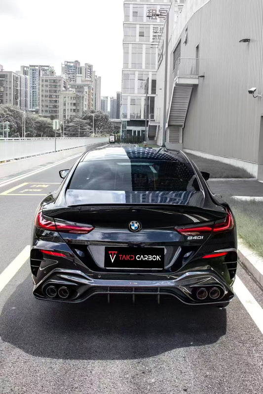 BMW 8 Series 840i (With M-Package Bumper) M850i G16 2018 2019 2020 2021 2022 2023 2024 with Aftermarket Parts - V3 Style Rear Diffuser Pre-preg Carbon Fiber from TAKD Carbon