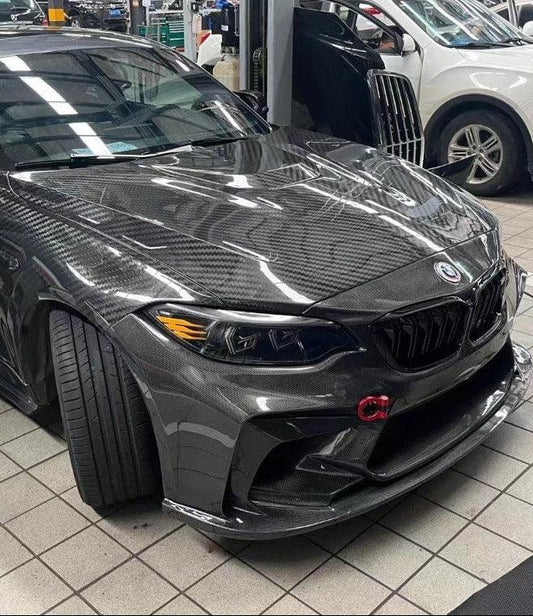 BMW M2 / M2C F87 2016 2017 2018 2019 2020 2021 with Aftermarket Parts - Front Fenders Pre-preg Carbon Fiber from TAKD Carbon