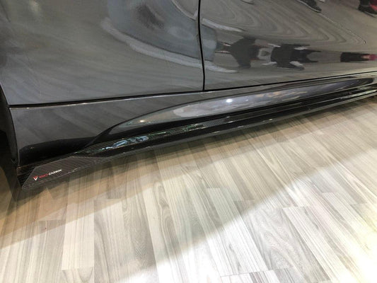 BMW M2 / M2C F87 2016 2017 2018 2019 2020 2021 with Aftermarket Parts - Side Skirts Pre-preg Carbon Fiber from TAKD Carbon