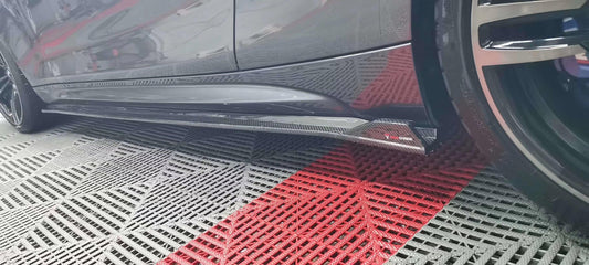 BMW M2 / M2C F87 2016 2017 2018 2019 2020 2021 with Aftermarket Parts - Side Skirts Pre-preg Carbon Fiber from TAKD Carbon