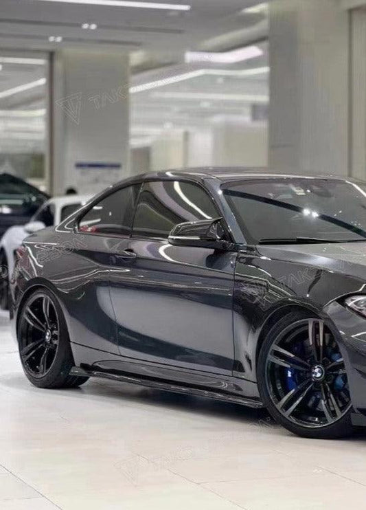 BMW M2 / M2C F87 2016 2017 2018 2019 2020 2021 with Aftermarket Parts - Side Skirts Pre-preg Carbon Fiber from TAKD Carbon