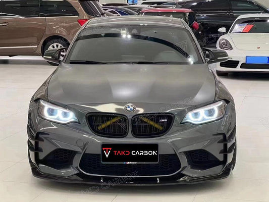 BMW M2 / M2C F87 2016 2017 2018 2019 2020 2021 with Aftermarket Parts - Front Lip Pre-preg Carbon Fiber from TAKD Carbon