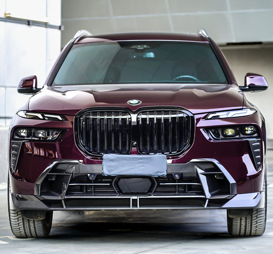 BMW X7 xDrive40i (With M-Package Bumper) M60i ALPINA XB7 LCI G07 2023-ON with Aftermarket Parts - Front Bumper Lower Center Grill Trim Pre-preg Carbon Fiber from TAKD Carbon