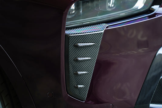 BMW X7 xDrive40i (With M-Package Bumper) M60i ALPINA XB7 LCI G07 2023-ON with Aftermarket Parts - Headlight Valance Trim Pre-preg Carbon Fiber from TAKD Carbon