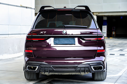 X7 xDrive40i(With M-Package Bumper) xDrive50i M50i M60i G07 2019-ON with Aftermarket Parts - Rear Diffuser & Canards Pre-preg Carbon Fiber from TAKD Carbon