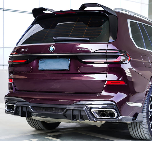 X7 xDrive40i(With M-Package Bumper) xDrive50i M50i M60i G07 2019-ON with Aftermarket Parts - Rear Diffuser & Canards Pre-preg Carbon Fiber from TAKD Carbon