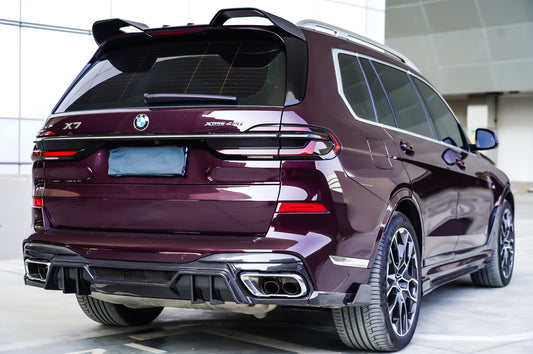 X7 Base xDrive40i 50i M50i M60i ALPINA XB7 (Fits Both Pre-LCI & LCI) G07 2019-ON with Aftermarket Parts - Rear Roof Spoiler Pre-preg Carbon Fiber from TAKD Carbon