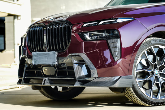 BMW X7 xDrive40i (With M-Package Bumper) M60i ALPINA XB7 LCI G07 2023-ON with Aftermarket Parts - Front Lip Pre-preg Carbon Fiber from TAKD Carbon