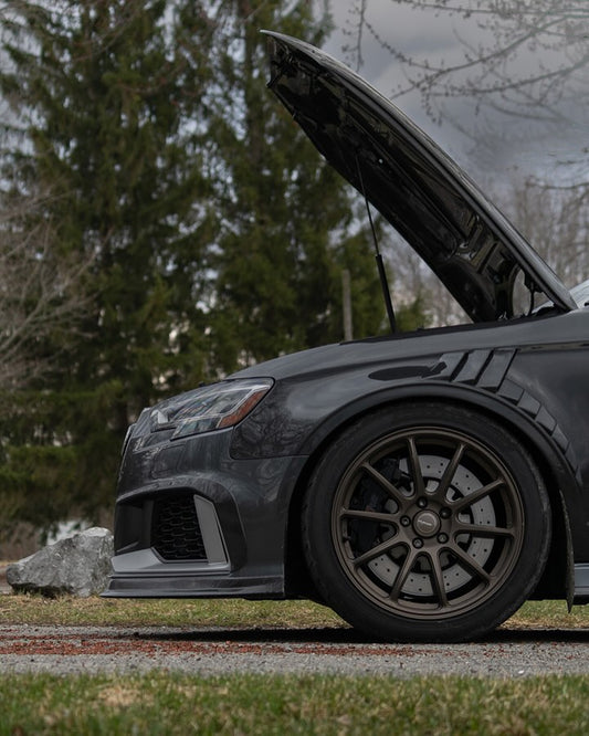 Audi RS3 8V.5 2018 2019 2020 with Aftermarket Parts - Front Fenders Pre-preg Carbon Fiber from TAKD Carbon