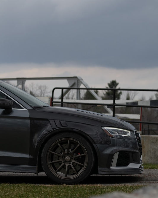 Audi RS3 8V.5 2018 2019 2020 with Aftermarket Parts - Front Fenders Pre-preg Carbon Fiber from TAKD Carbon
