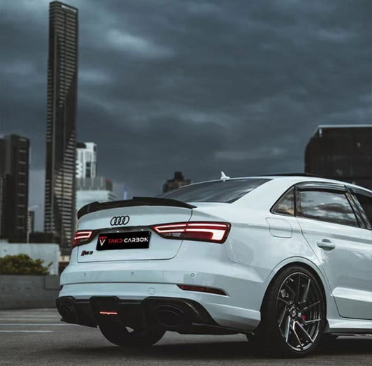 Audi RS3 8V.5 2018 2019 2020 with Aftermarket Parts - V1 Rear Diffuser Pre-preg Carbon Fiber from TAKD Carbon