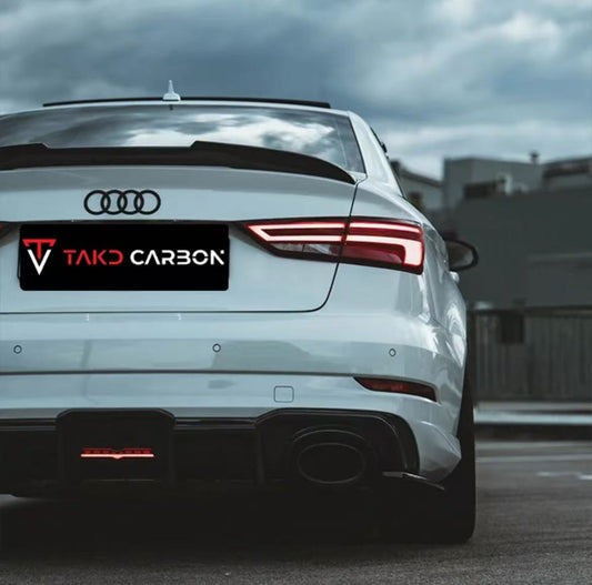 Audi RS3 8V.5 2018 2019 2020 with Aftermarket Parts - V1 Rear Diffuser Pre-preg Carbon Fiber from TAKD Carbon