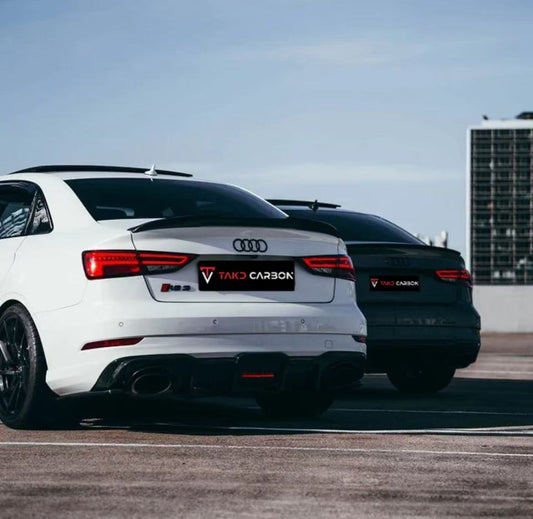Audi RS3 8V.5 2018 2019 2020 with Aftermarket Parts - V1 Rear Diffuser Pre-preg Carbon Fiber from TAKD Carbon