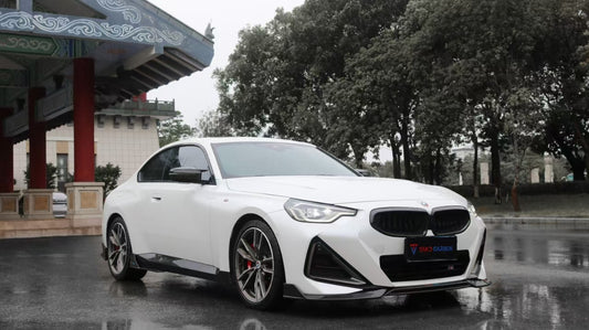 BMW 230i (With M-Package Bumper) M240i G42 2022-ON with Aftermarket Parts - Front Lip Pre-preg Carbon Fiber from TAKD Carbon
