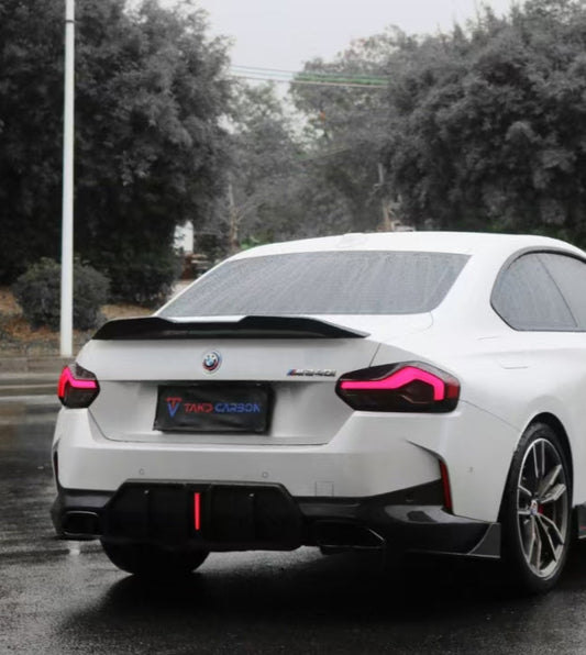 BMW 230i (With M-Package Bumper) M240i G42 2022-ON with Aftermarket Parts - Rear Diffuser & Trim & Canards Pre-preg Carbon Fiber from TAKD Carbon