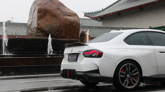 BMW 230i (With M-Package Bumper) M240i G42 2022-ON with Aftermarket Parts - Rear Diffuser & Trim & Canards Pre-preg Carbon Fiber from TAKD Carbon