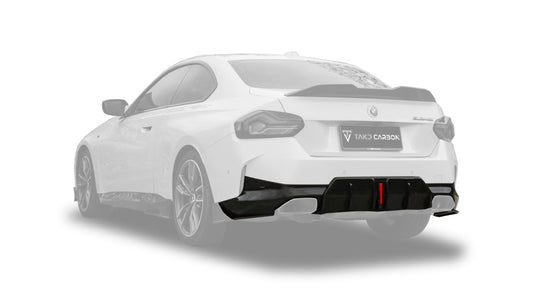 BMW 230i (With M-Package Bumper) M240i G42 2022-ON with Aftermarket Parts - Rear Diffuser & Trim & Canards Pre-preg Carbon Fiber from TAKD Carbon