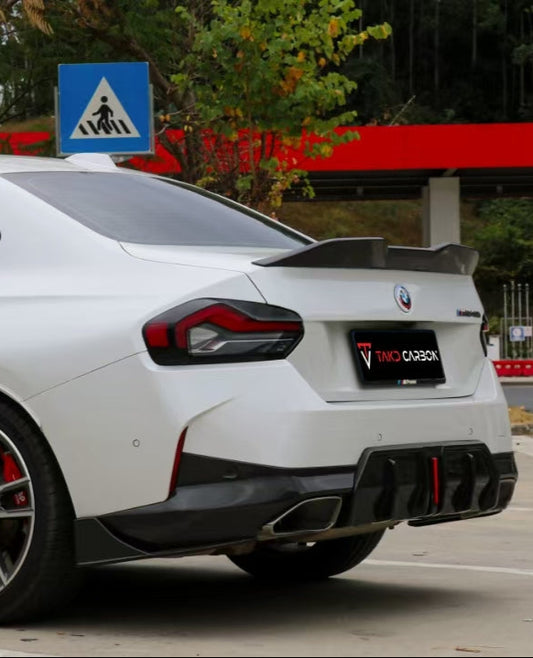 BMW M2/C G87 2023-ON & 230i M240i G42 2022-ON with Aftermarket Parts - Rear Lip Spoiler Pre-preg Carbon Fiber from TAKD Carbon