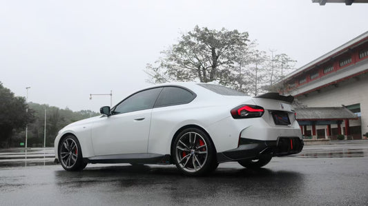 BMW 230i (With M-Package Bumper) M240i G42 2022-ON with Aftermarket Parts - Rear Diffuser & Trim & Canards Pre-preg Carbon Fiber from TAKD Carbon
