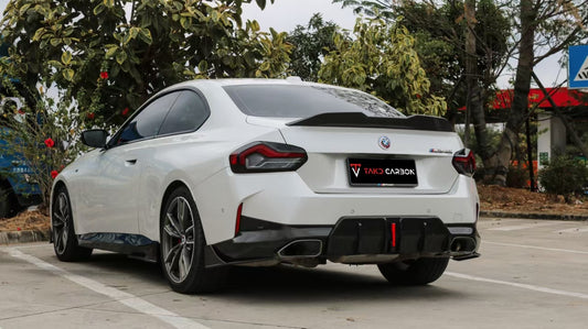 BMW M2/C G87 2023-ON & 230i M240i G42 2022-ON with Aftermarket Parts - Rear Lip Spoiler Pre-preg Carbon Fiber from TAKD Carbon