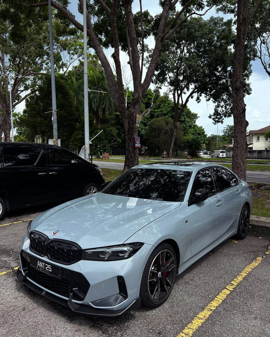 BMW 3 Series 330i (with M-package bumper,Does not fit base model) M340i G20 G21 LCI 2023-ON with Aftermarket Parts - V2 Style Front Lip Pre-preg Carbon Fiber from TAKD Carbon