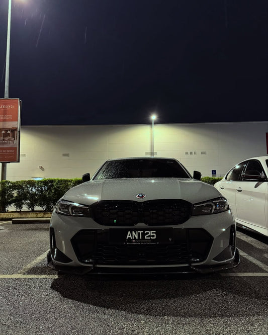 BMW 3 Series 330i (with M-package bumper,Does not fit base model) M340i G20 G21 LCI 2023-ON with Aftermarket Parts - V2 Style Front Lip Pre-preg Carbon Fiber from TAKD Carbon