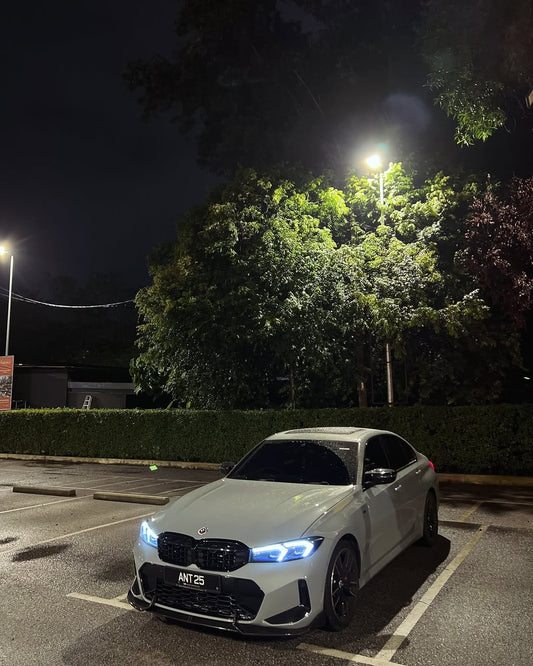 BMW 3 Series 330i (with M-package bumper,Does not fit base model) M340i G20 G21 LCI 2023-ON with Aftermarket Parts - V2 Style Front Lip Pre-preg Carbon Fiber from TAKD Carbon