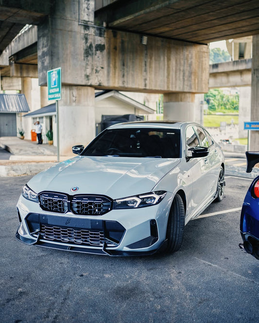 BMW 3 Series 330i (with M-package bumper,Does not fit base model) M340i G20 G21 LCI 2023-ON with Aftermarket Parts - V2 Style Front Lip Pre-preg Carbon Fiber from TAKD Carbon