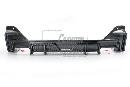 BMW 5 Series 530 540 (with M-package bumper, does not fit base model) G60 G61 2024-ON with Aftermarket Parts - V1 Style Rear Diffuser (Quad Exhaust Tips Included) Pre-preg Carbon Fiber from TAKD Carbon