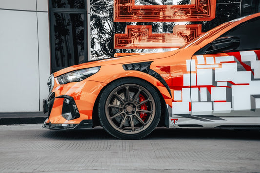 BMW 5 Series 530 540 (with M-package bumper, does not fit base model) & i5 e/x Drive40 (with M-package bumper, does not fit base model) M60 G60 G61 2024-ON with Aftermarket Parts - V1 Style Air Intake Vents Cover Pre-preg Carbon Fiber from TAKD Carbon