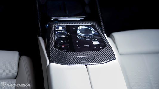 BMW 5 Series 530 540 & i5 e/x Drive40 M60 G60 G61 2024-ON with Aftermarket Parts - Pre-preg Carbon Fiber Glove Compartment Box Lid Cover from TAKD Carbon