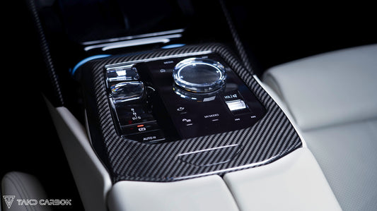 BMW 5 Series 530 540 & i5 e/x Drive40 M60 G60 G61 2024-ON with Aftermarket Parts - Pre-preg Carbon Fiber Glove Compartment Box Lid Cover from TAKD Carbon