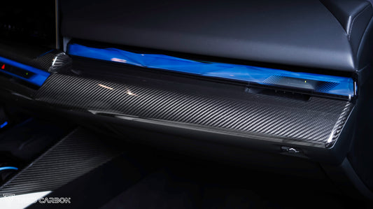 BMW 5 Series 530 540 & i5 e/x Drive40 M60 G60 G61 2024-ON with Aftermarket Parts - Pre-preg Carbon Fiber Passenger Right Side Center Console Dashboard Panel Trim Cover from TAKD Carbon