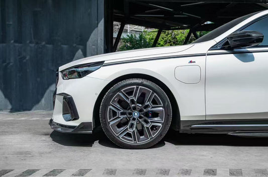 BMW 5 Series 530 540 (with M-package bumper, does not fit base model) & i5 e/x Drive40 (with M-package bumper, does not fit base model) M60 G60 G61 2024-ON with Aftermarket Parts - V1 Style Front Lip Pre-preg Carbon Fiber from TAKD Carbon