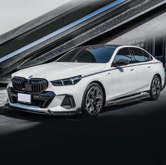 BMW 5 Series 530 540 (with M-package bumper, does not fit base model) & i5 e/x Drive40 (with M-package bumper, does not fit base model) M60 G60 G61 2024-ON with Aftermarket Parts - V1 Style Front Lip Pre-preg Carbon Fiber from TAKD Carbon