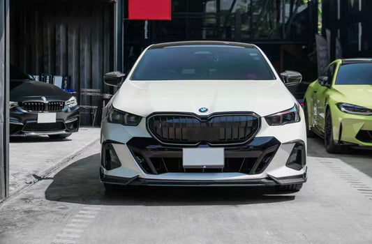 BMW 5 Series 530 540 (with M-package bumper, does not fit base model) & i5 e/x Drive40 (with M-package bumper, does not fit base model) M60 G60 G61 2024-ON with Aftermarket Parts - V1 Style Front Lip Pre-preg Carbon Fiber from TAKD Carbon