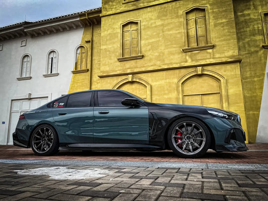 BMW 5 Series 530 540 (with M-package bumper, does not fit base model) & i5 e/x Drive40 (with M-package bumper, does not fit base model) M60 G60 G61 2024-ON with Aftermarket Parts - V1 Style Air Intake Vents Cover Pre-preg Carbon Fiber from TAKD Carbon