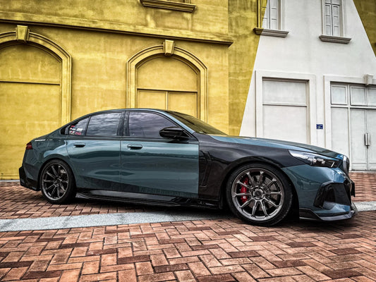 BMW 5 Series 530 540 (with M-package bumper, does not fit base model) & i5 e/x Drive40 (with M-package bumper, does not fit base model) M60 G60 G61 2024-ON with Aftermarket Parts - V1 Style Air Intake Vents Cover Pre-preg Carbon Fiber from TAKD Carbon