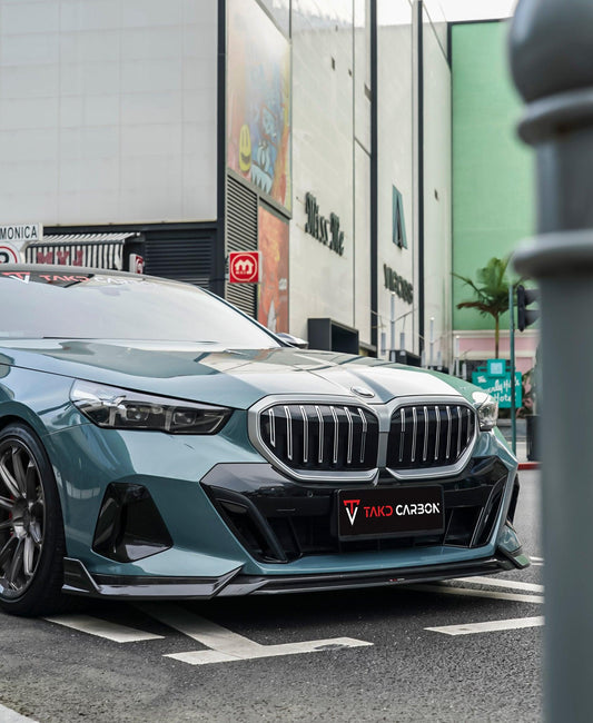 BMW 5 Series 530 540 (with M-package bumper, does not fit base model) & i5 e/x Drive40 (with M-package bumper, does not fit base model) M60 G60 G61 2024-ON with Aftermarket Parts - V1 Style Air Intake Vents Cover Pre-preg Carbon Fiber from TAKD Carbon