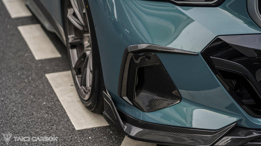 BMW 5 Series 530 540 (with M-package bumper, does not fit base model) & i5 e/x Drive40 (with M-package bumper, does not fit base model) M60 G60 G61 2024-ON with Aftermarket Parts - V1 Style Air Intake Vents Cover Pre-preg Carbon Fiber from TAKD Carbon