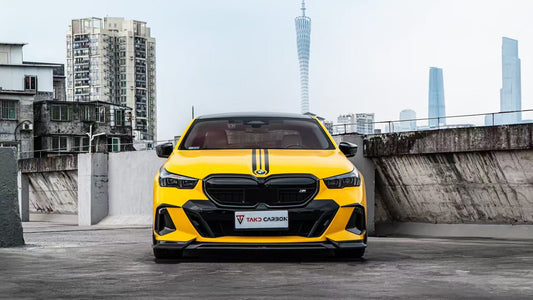BMW 5 Series 530 540 (with M-package bumper, does not fit base model) & i5 e/x Drive40 (with M-package bumper, does not fit base model) M60 G60 G61 2024-ON with Aftermarket Parts - V1 Style Front Lip Pre-preg Carbon Fiber from TAKD Carbon